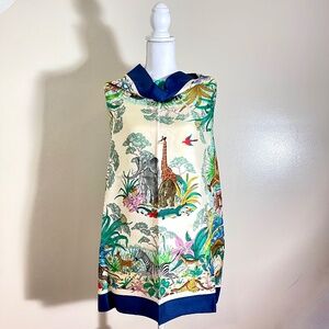 Vintage Gucci Accornero Silk African Jungle Animal Print Silk Scarf, 1970s